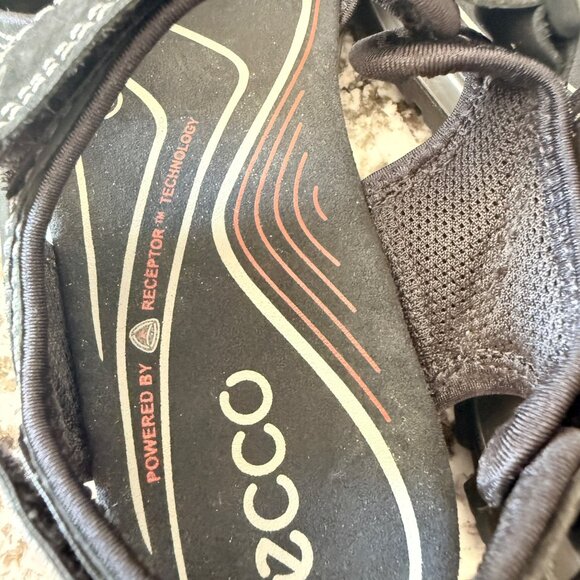 Ecco Yucatan Sandals Womens 7 Black Leather Adjustable Straps Textured Sole - Picture 12 of 14